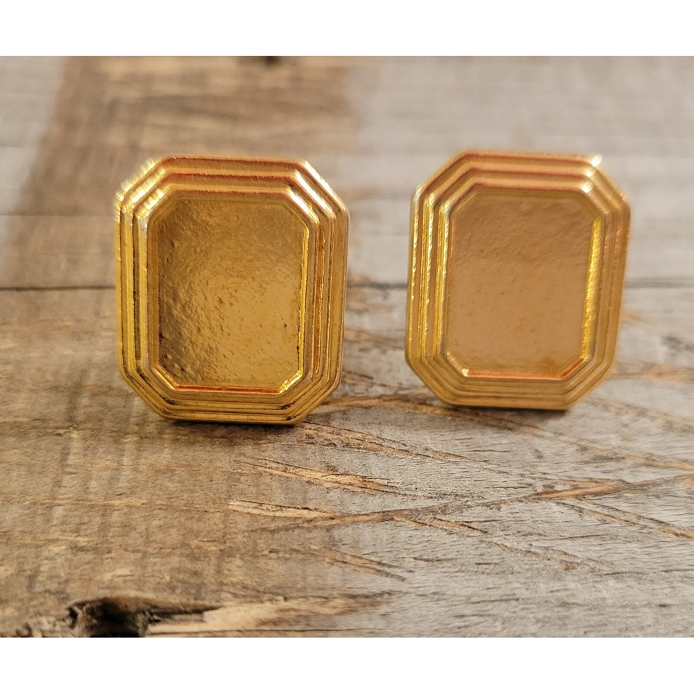 VINTAGE AVON GOLD TONE ART DECO STYLE RECTANGULAR Clip‎ on EARRINGS